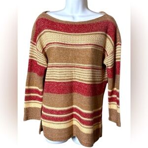 Lauren Ralph Lauren Women’s
Brown Striped Linen Blend Knit Sweater Sz M Earthy